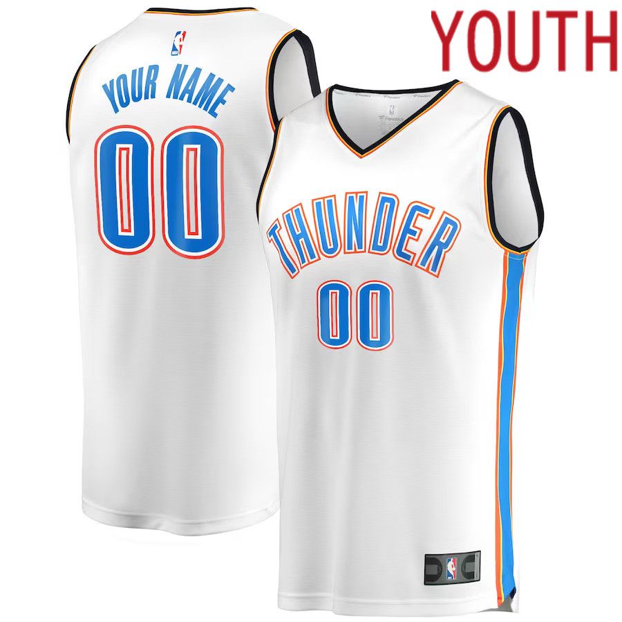 Youth Oklahoma City Thunder Fanatics Branded White Fast Break Custom Replica NBA Jersey->youth nba jersey->Youth Jersey